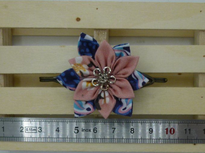 Barrette narcisse bleue et rose