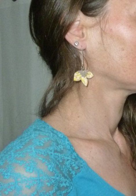 Boucles d'oreille pétales pointus jaune