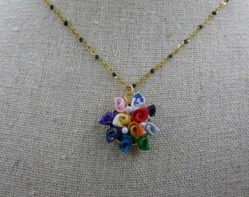 Collier petit bouquet multicolore